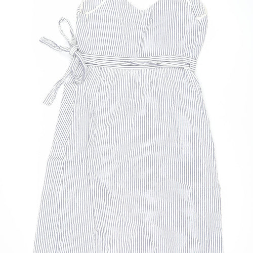 Zara Women's Striped White Slip Dress Size 8