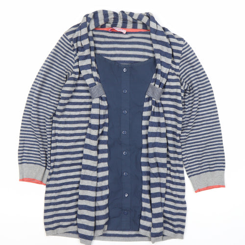 Marks and Spencer Women's Blue Striped Long Sleeve Top