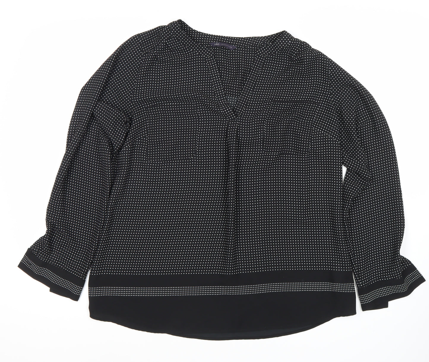 Marks and Spencer Women's Black Polka Dot Blouse, Size 14