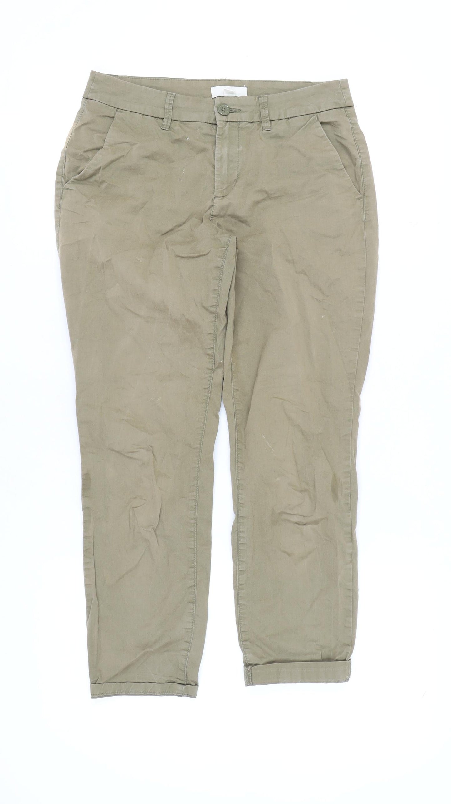 H&M Women's Green Chino Trousers Size 8