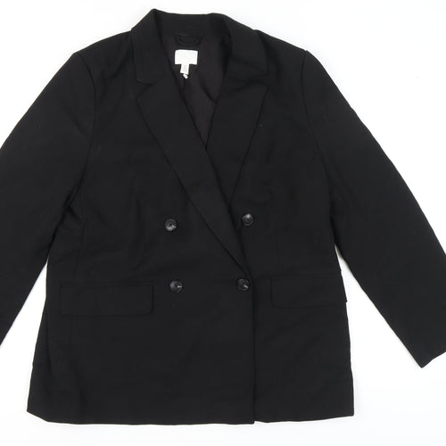 H&M Women's Black Double-Breasted Blazer L