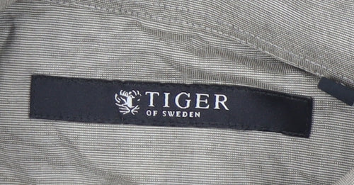 Tiger of Sweden Men's Grey Striped Button-Up Shirt