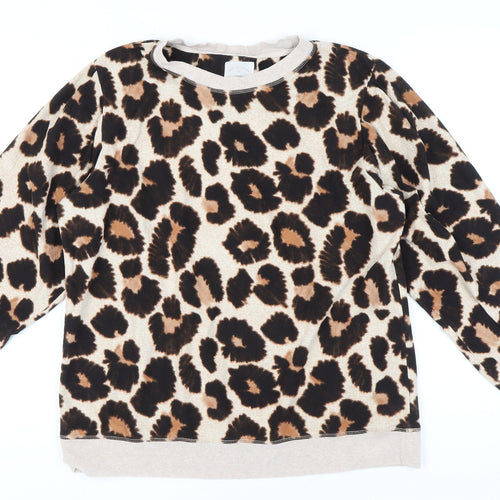 Next Women's Beige Animal Print Jumper Pyjama Top Size 18