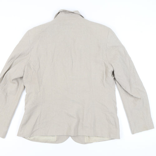 Classic Beige Women's Blazer - Size 14 Linen Blend