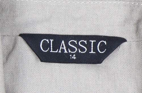 Classic Beige Women's Blazer - Size 14 Linen Blend