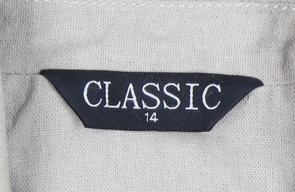 Classic Beige Women's Blazer - Size 14 Linen Blend