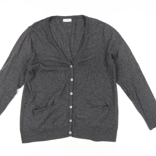Fat Face Women's Grey Cardigan UK 16 V-Neck