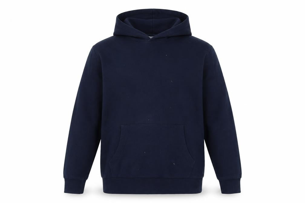 Front view of Jack & Jones Men’s Blue Hoodie, size M, Pullover Style