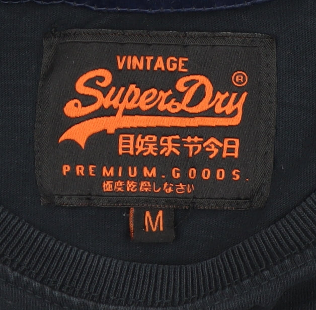 Superdry Unisex Black T-Shirt Size M Vintage Style