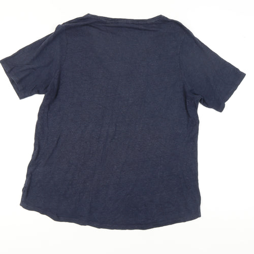 Fat Face Women's Blue Linen T-Shirt Size 16