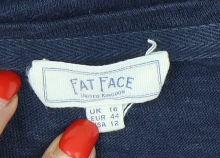 Fat Face Women's Blue Linen T-Shirt Size 16