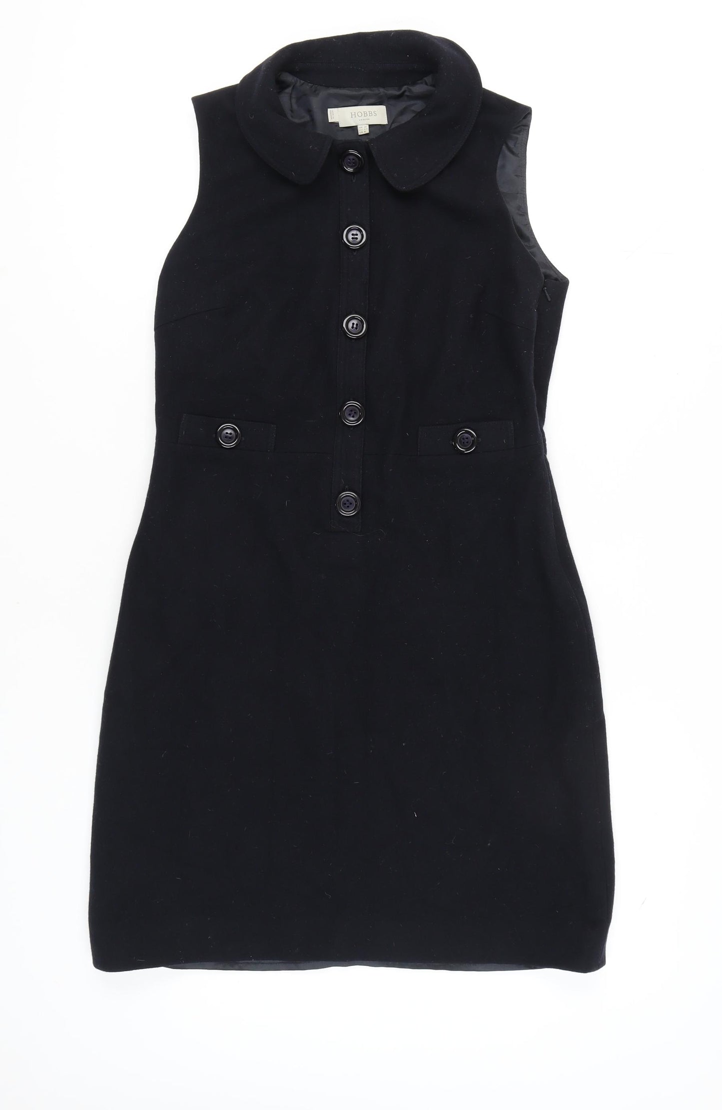 Hobbs Women's Black Collared Sleeveless Dress UK 12