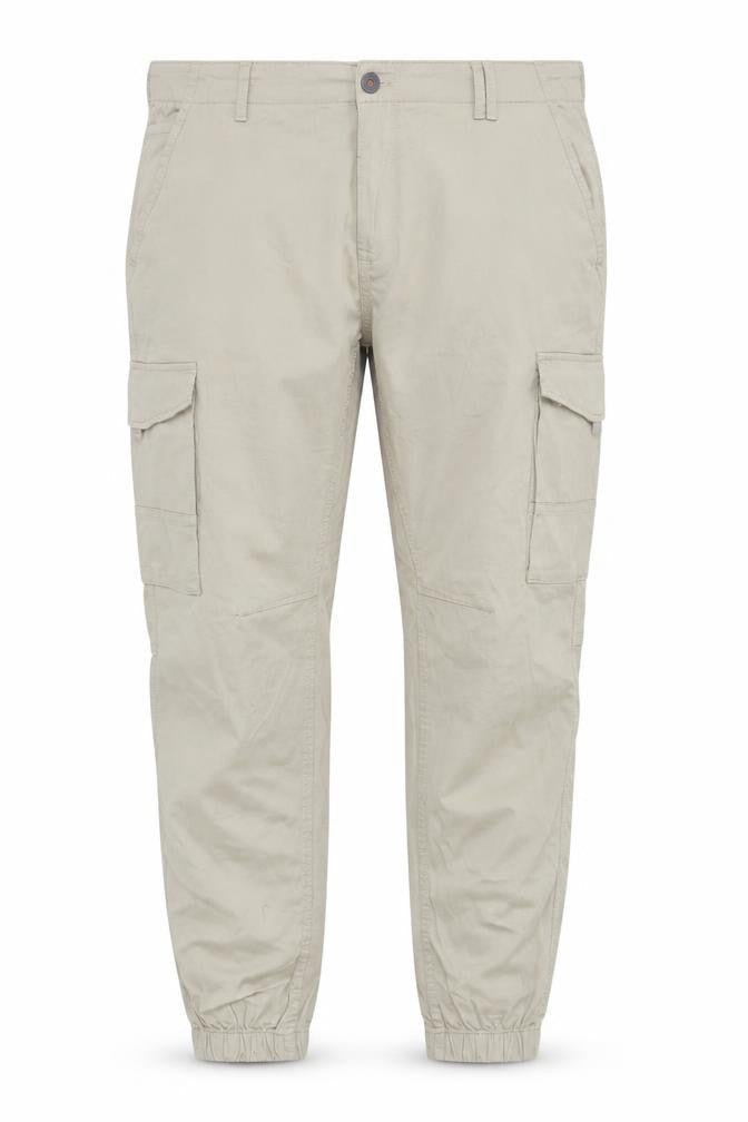 Front view of Jack & Jones Men's Beige Cargo Trousers, size 50
