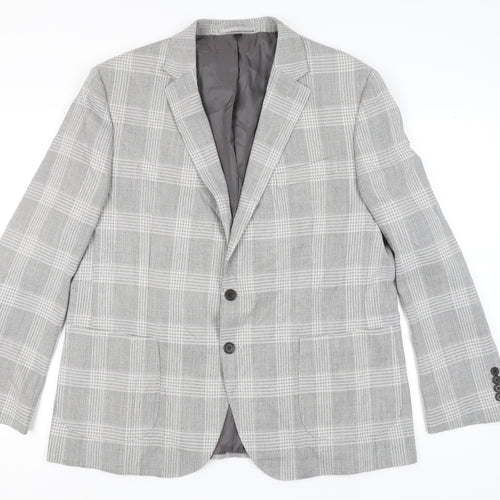 Marks and Spencer Men's Grey Plaid Blazer Size 46R