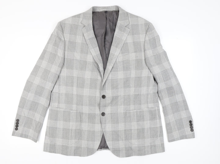 Marks and Spencer Men's Grey Plaid Blazer Size 46R
