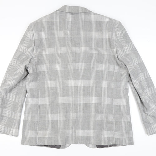 Marks and Spencer Men's Grey Plaid Blazer Size 46R