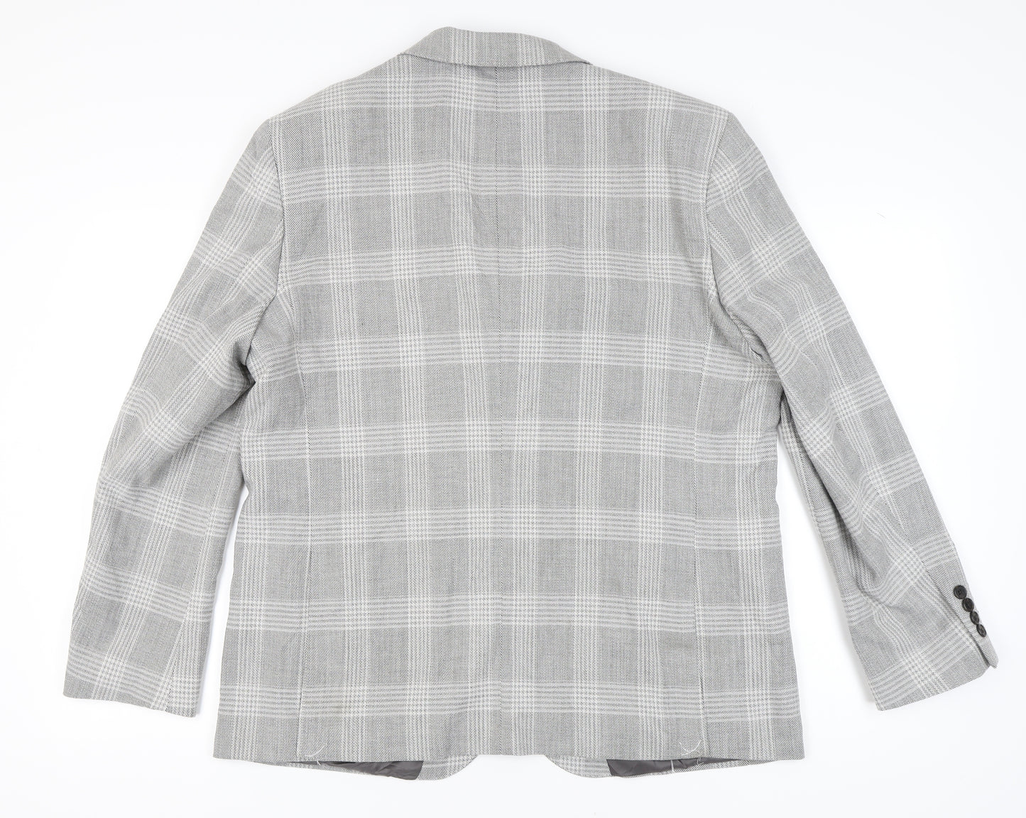 Marks and Spencer Men's Grey Plaid Blazer Size 46R