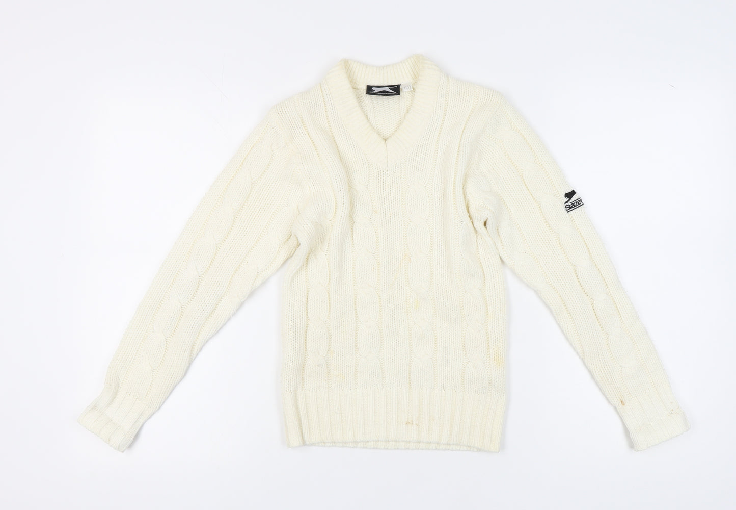 Slazenger Boys Ivory Cable-Knit Wool Pullover, 11-12 Years