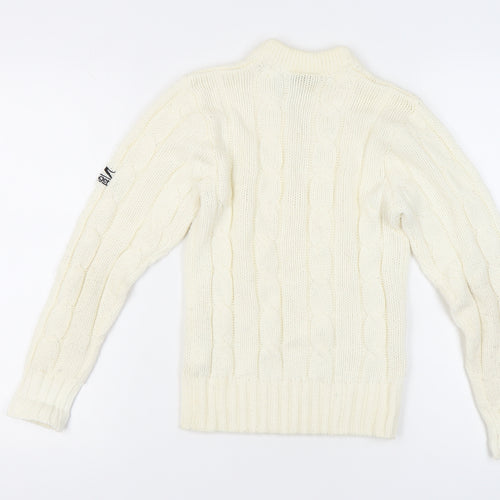 Slazenger Boys Ivory Cable-Knit Wool Pullover, 11-12 Years