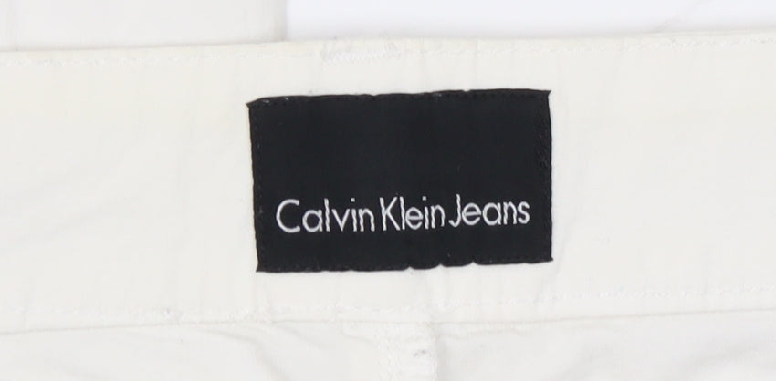 Calvin Klein Women's Ivory Cotton Trousers, Size 31