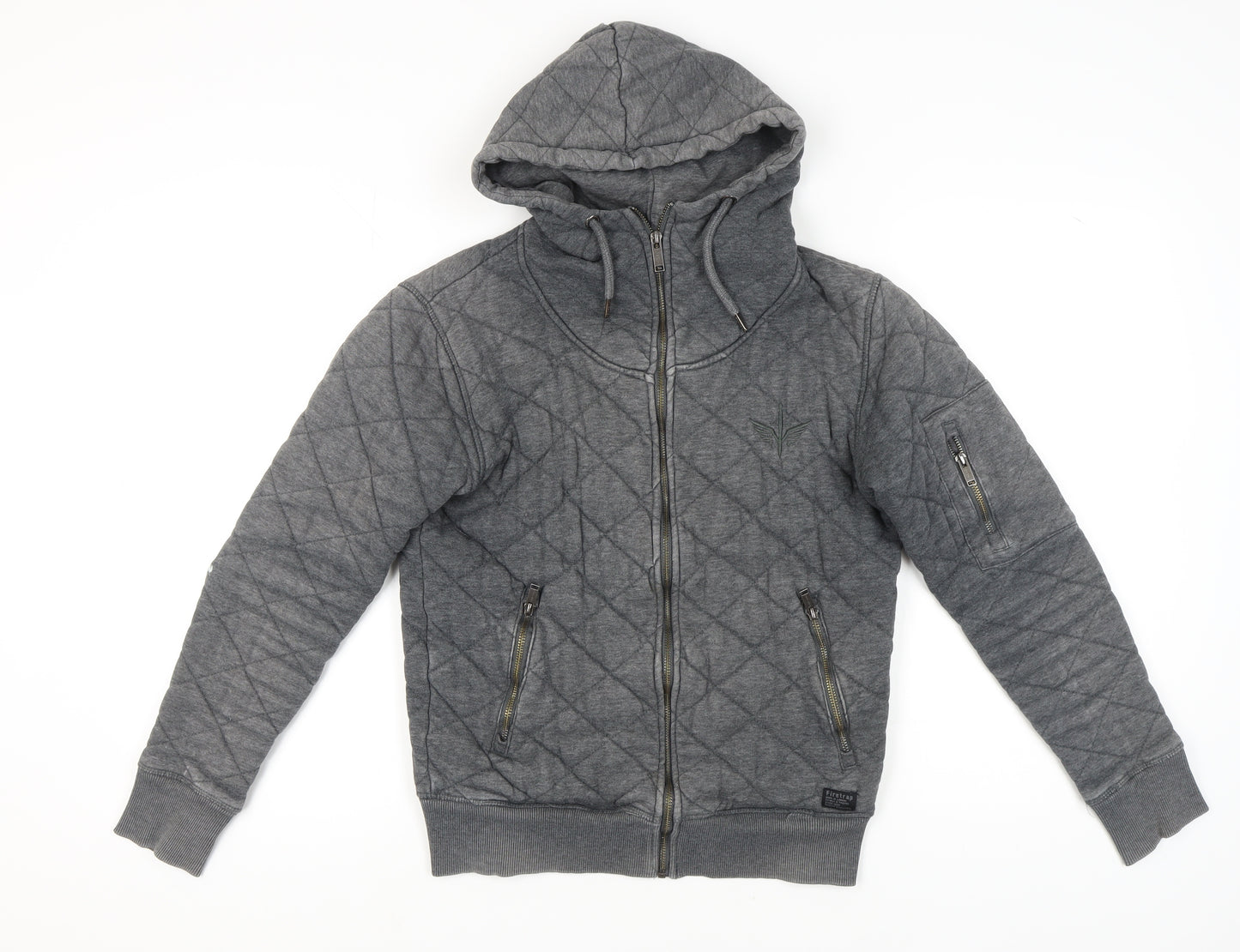Firetrap Men's Grey Full Zip Hoodie, Small