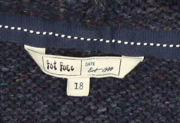Fat Face Women's Blue Full Zip Hooded Jumper Size 18