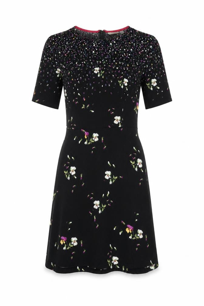 Front view of Jack Wills Women's Black Floral Dress, size 6