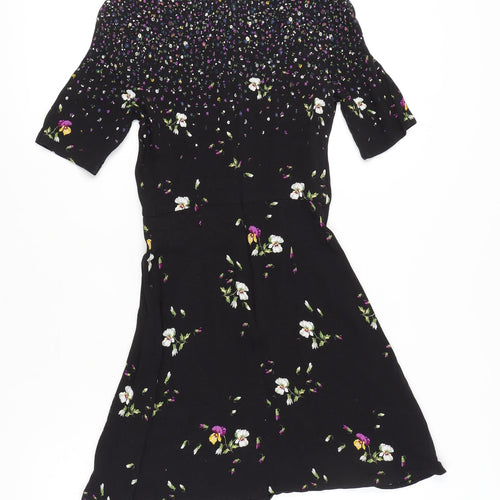 Jack Wills Women's Black Floral Dress Size 6