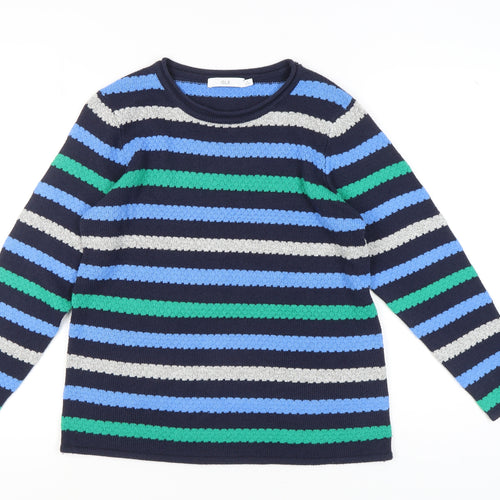 Isle Women's Blue Striped Jumper, M Round Neck