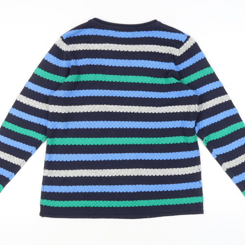 Isle Women's Blue Striped Jumper, M Round Neck