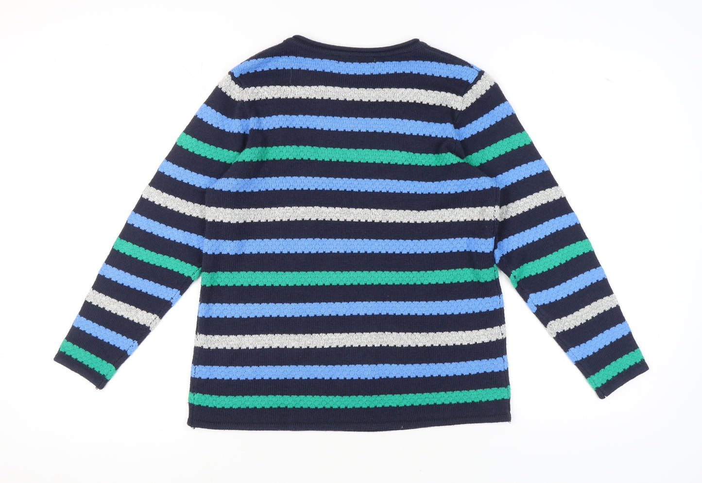 Isle Women's Blue Striped Jumper, M Round Neck