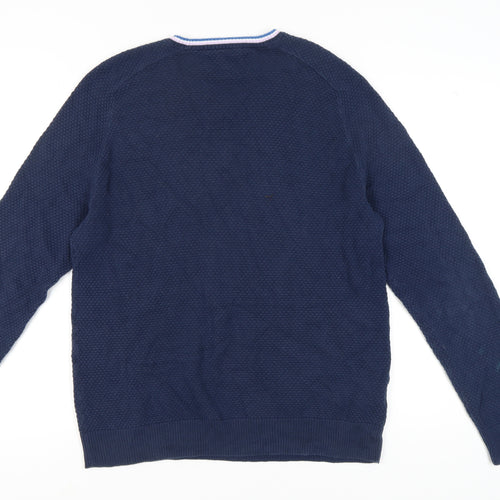 Penguin Men's Large Blue Waffle-Knit Pullover Jumper