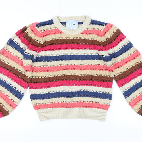 Minus Women's Multicoloured Striped Pullover Jumper