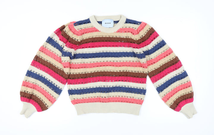 Minus Women's Multicoloured Striped Pullover Jumper