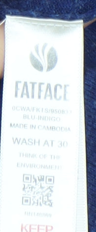 Fatface Women's Blue Cotton Cardigan, Size 10