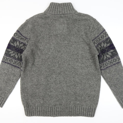Maine New England Men's Grey Cable Knit Henley L