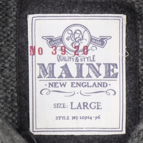 Maine New England Men's Grey Cable Knit Henley L