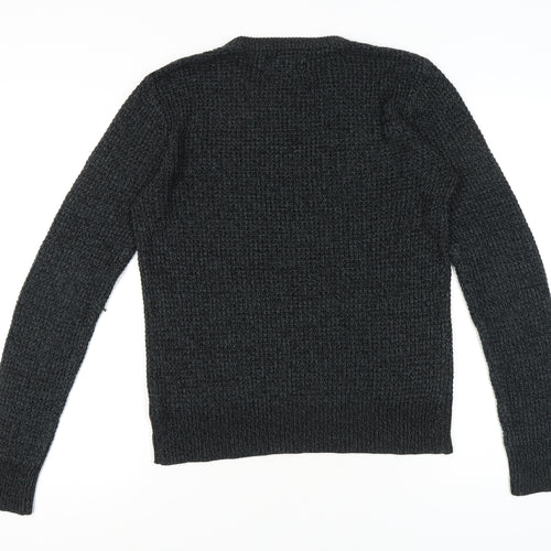 Firetrap Men's Black Pullover Jumper, Size S, Crew Neck