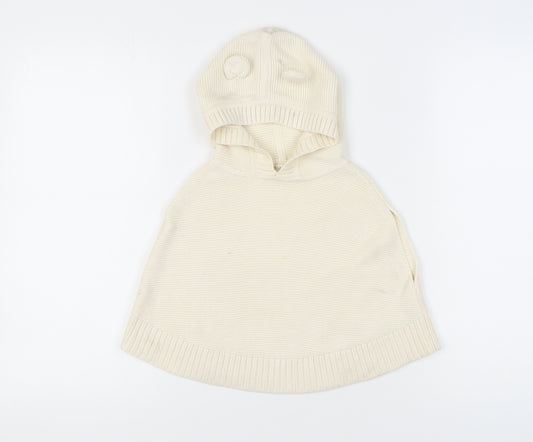 Gap Girls Ivory Knit Cape Jumper, Hooded, 3 Years