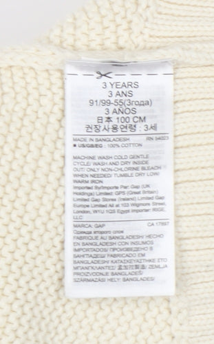 Gap Girls Ivory Knit Cape Jumper, Hooded, 3 Years