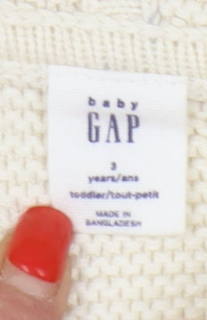 Gap Girls Ivory Knit Cape Jumper, Hooded, 3 Years