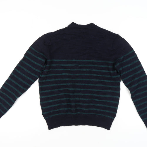 GAP Unisex Blue Striped Pullover, M, Merino Wool Jumper