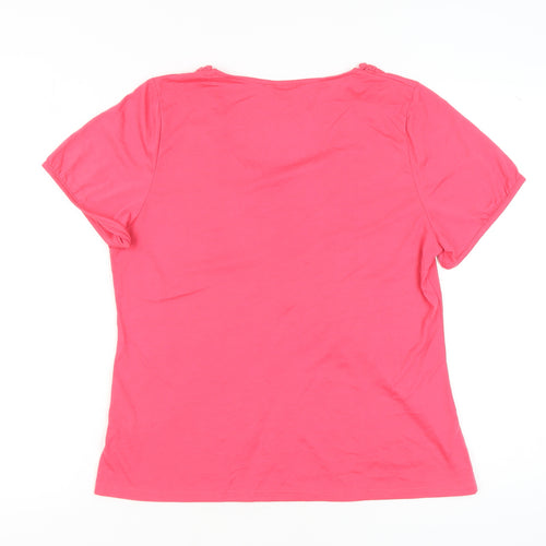 Cotton Traders Pink Crochet Scoop Neck T-Shirt, Size 14