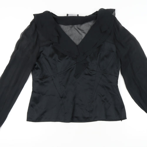 Alex & Co. Women's Black Silk Ruffle Blouse Size 16