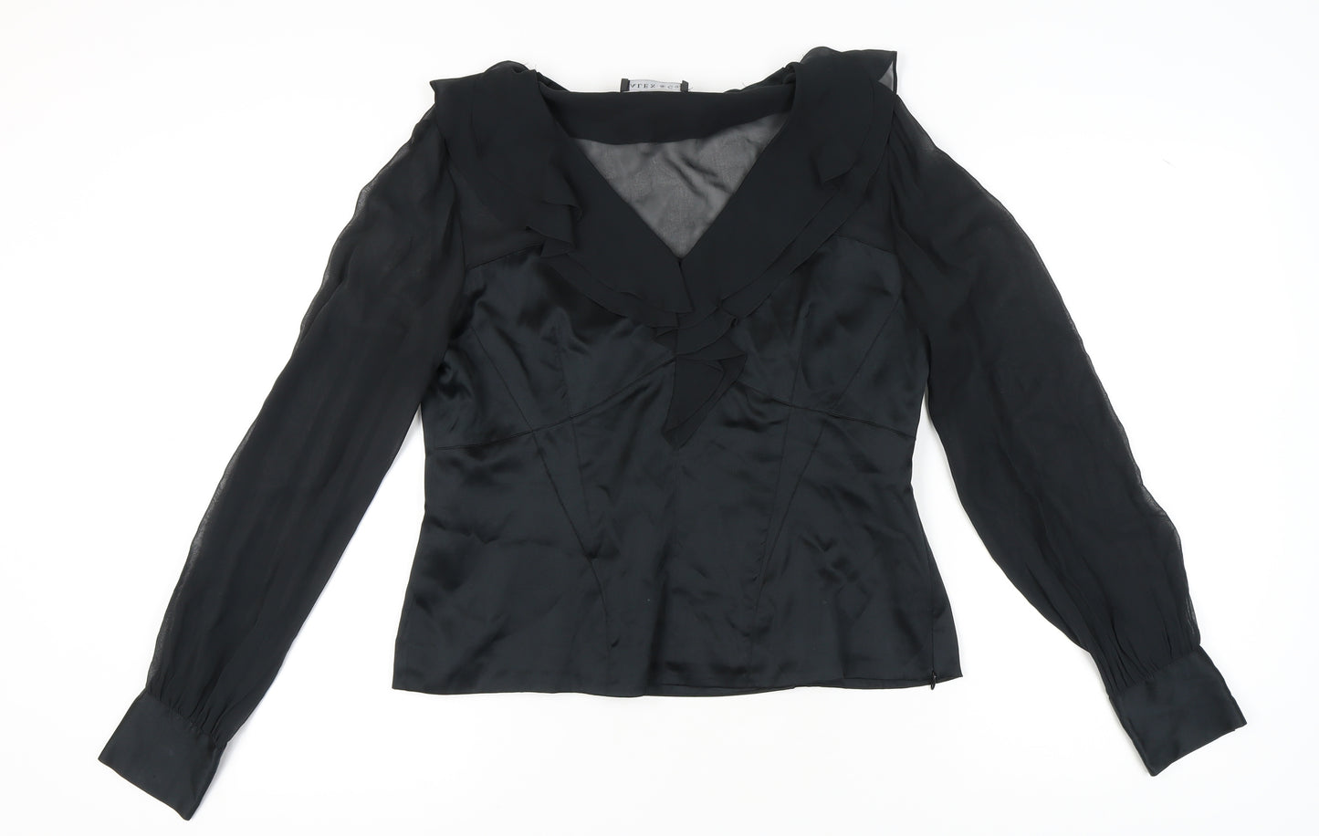 Alex & Co. Women's Black Silk Ruffle Blouse Size 16