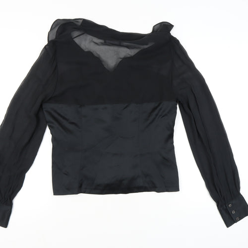 Alex & Co. Women's Black Silk Ruffle Blouse Size 16