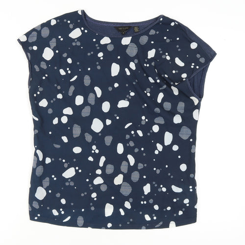 Ted Baker Women's Blue T-Shirt, Size 12, Round Neck