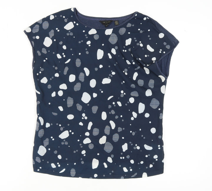 Ted Baker Women's Blue T-Shirt, Size 12, Round Neck