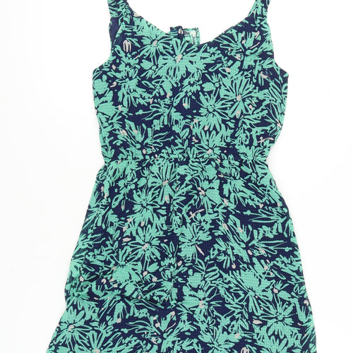 Gap Women's Blue Green Floral Slip Dress S