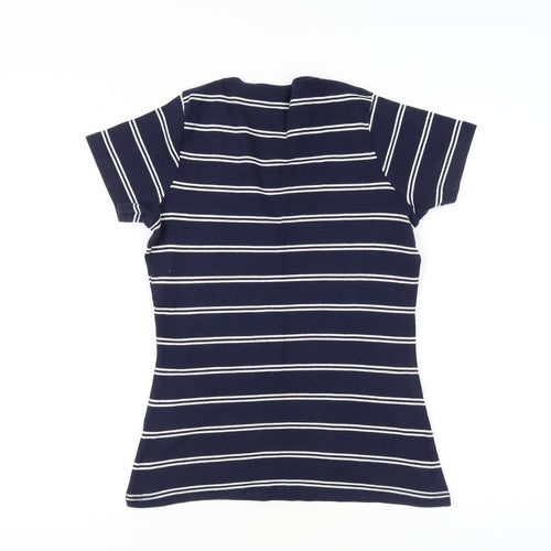 Cotton Traders Women Blue Striped T-Shirt Size 10